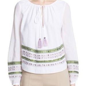 Tory Burch Madeline Embellished Cotton Blouse